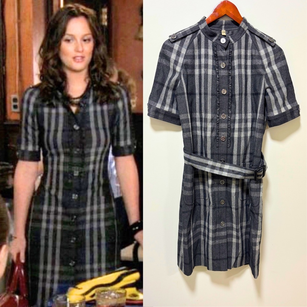 Authentic Burberry Dress ASO Blair Waldorf Gossip Girl RARE Plaid Gray Size 6 - Picture 8 of 11